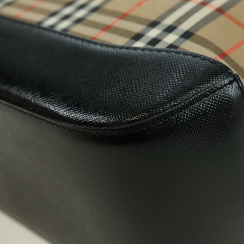 【日本直送】BURBERRY Nova 格紋手提包 帆布 米色 金色 正品 am11634V-11