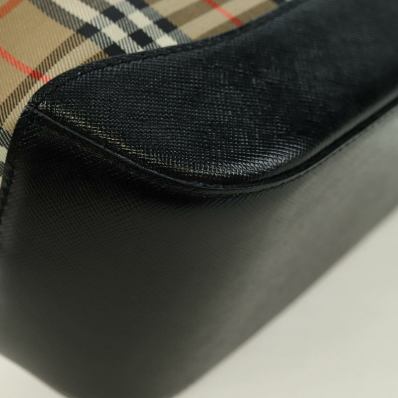 【日本直送】BURBERRY Nova 格紋手提包 帆布 米色 金色 正品 am11634V-12