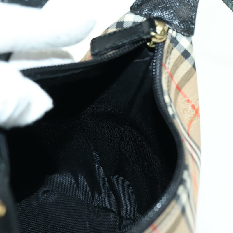 【日本直送】BURBERRY Nova 格紋手提包 帆布 米色 金色 正品 am11634V-18