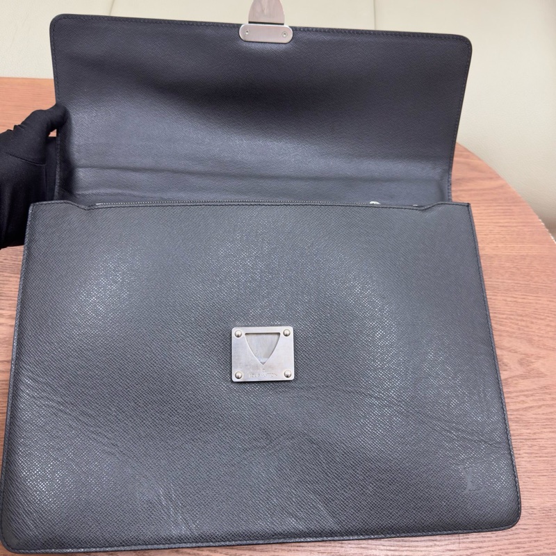 路易威登LOUIS VUITTON 男士公文包38cm 黑色銀扣 鑰匙在-9