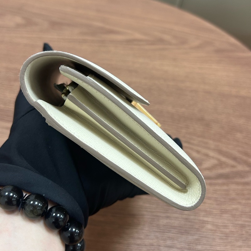 愛馬仕Hermes 康康錢包 奶昔白玫瑰金扣 epsom皮 Y刻-2