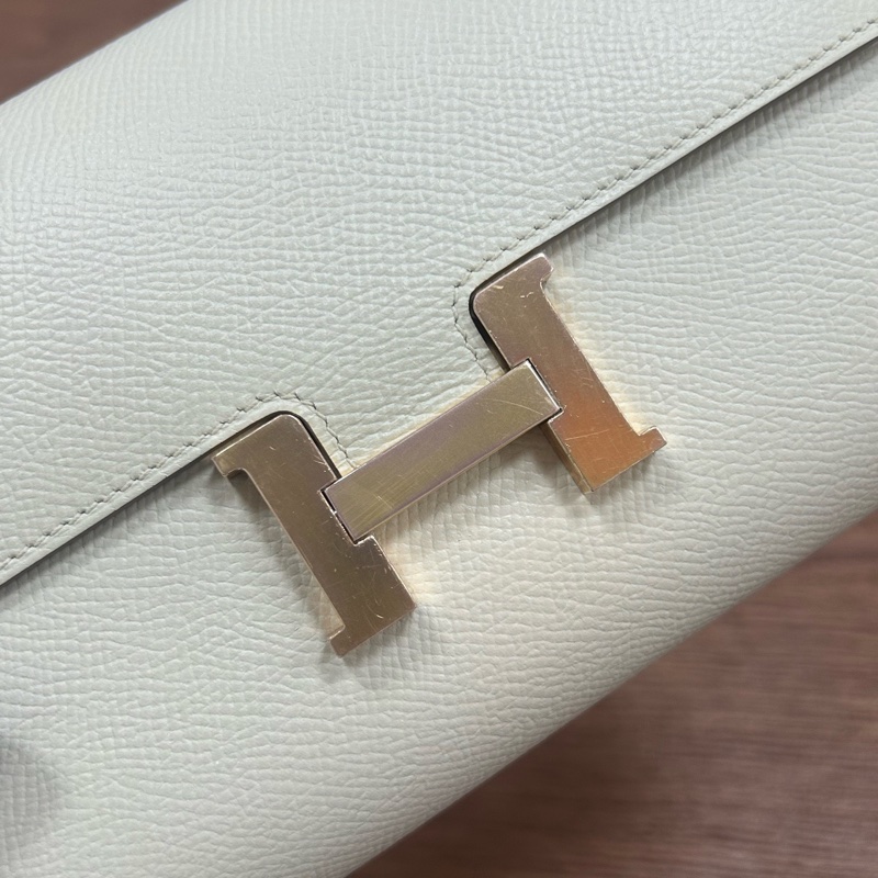 愛馬仕Hermes 康康錢包 奶昔白玫瑰金扣 epsom皮 Y刻-6