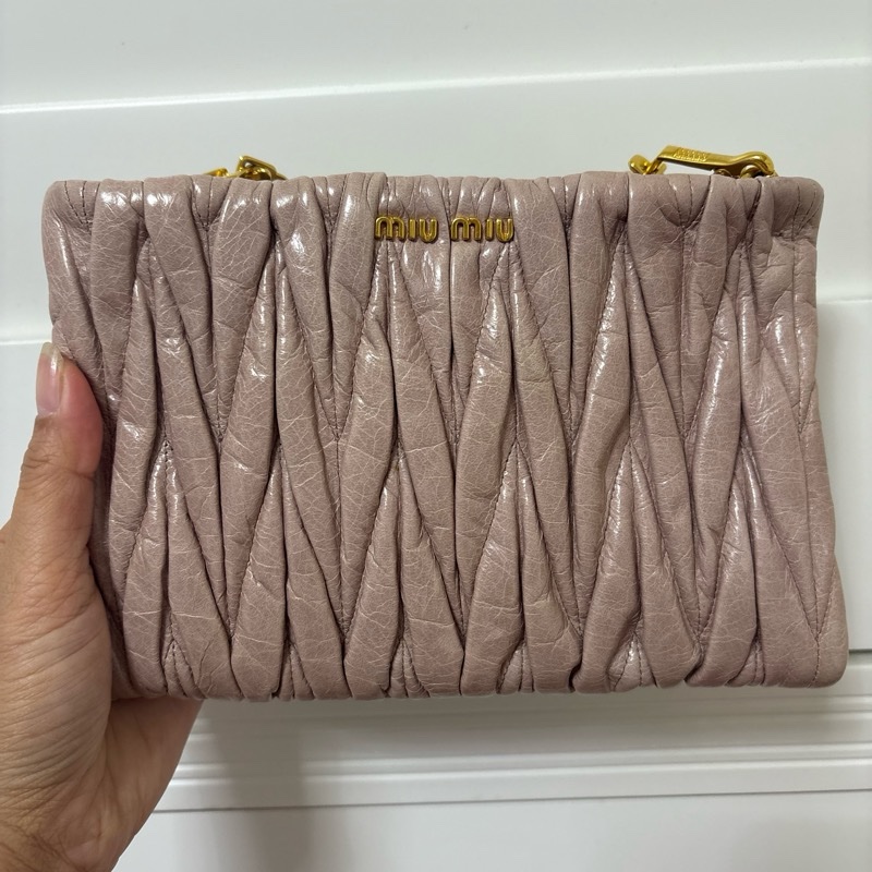 Vintage Miu Miu Matelassé Lux RP0380 皺皺包_粉-7