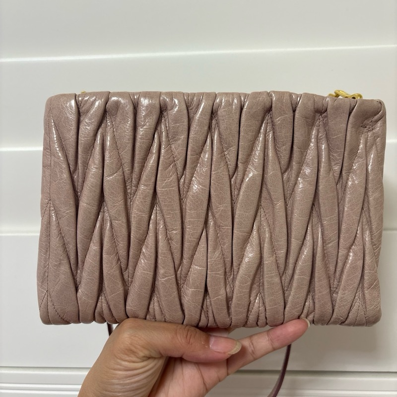 Vintage Miu Miu Matelassé Lux RP0380 皺皺包_粉-8