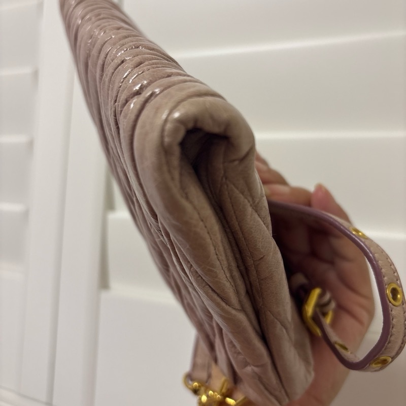 Vintage Miu Miu Matelassé Lux RP0380 皺皺包_粉-10