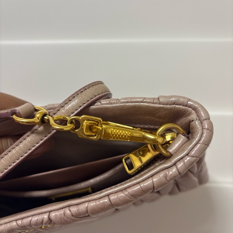 Vintage Miu Miu Matelassé Lux RP0380 皺皺包_粉-13