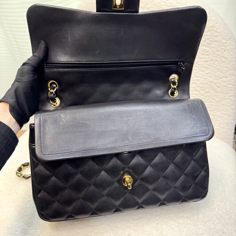 香奈兒CHANEL黑色羊皮金釦JUMBO Classic Flap肩背包A58600 經典CF30🖤-11