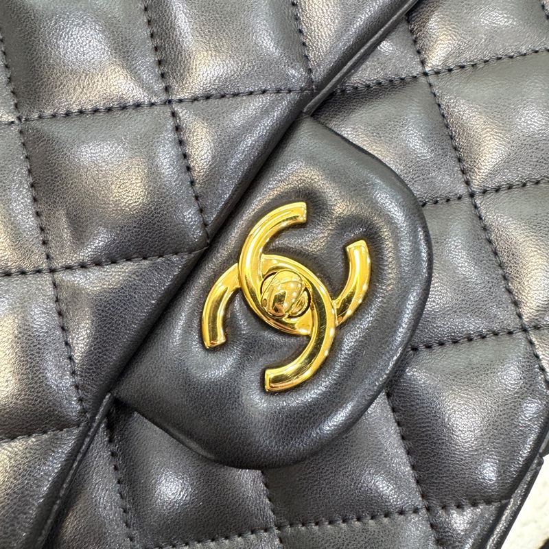 香奈兒CHANEL黑色羊皮金釦JUMBO Classic Flap肩背包A58600 經典CF30🖤-27