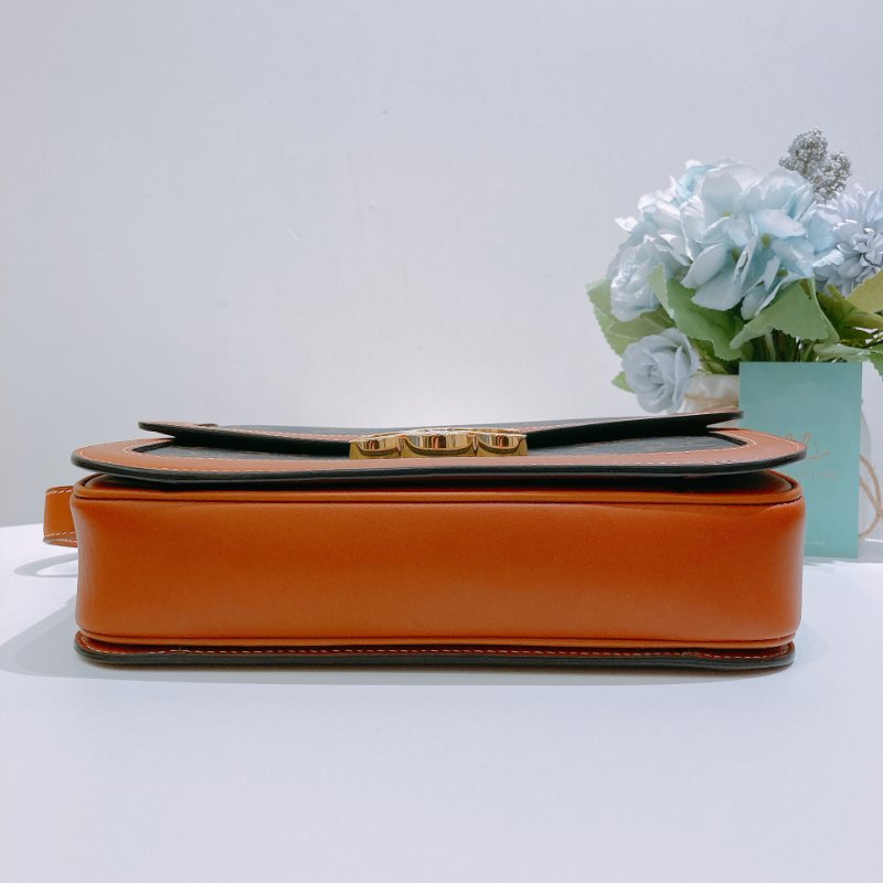 TW4868 Celine 塞琳 經典凱旋門logo 卡扣翻蓋包包 Classic Triomphe in Triomphe Canvas and Calfskin Tan x GHW-4