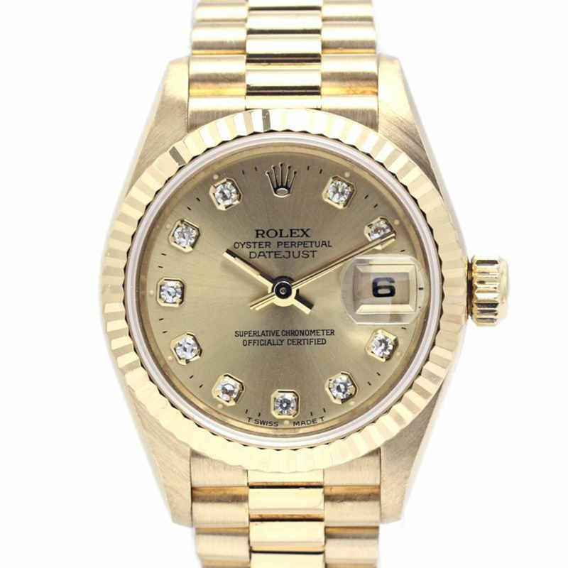 勞力士 Datejust 10P 鑲鑽 69178G 女士腕錶 18K 黃金 40367-1