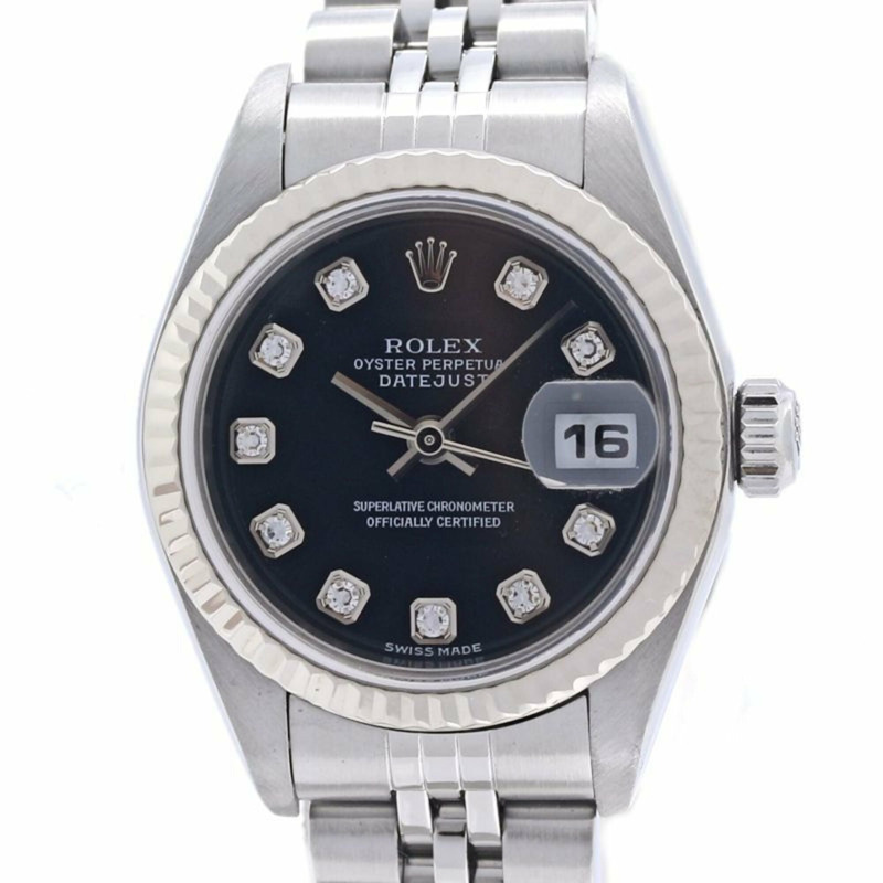 勞力士 Datejust 10P 鑲鑽 79147G 女士腕錶 18K 白金 x 不鏽鋼 40373-0