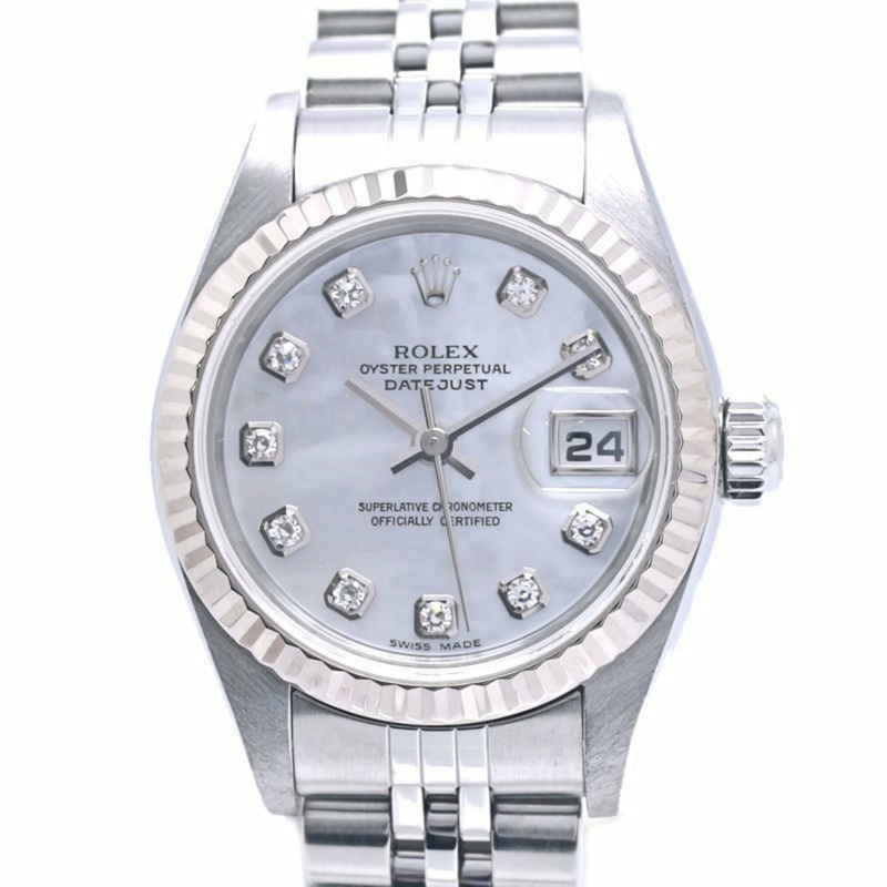 勞力士 Datejust 10P 鑲鑽 79174NG 女士腕錶 18K 白金 x 不鏽鋼 40365-1