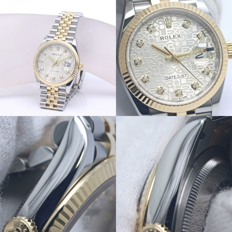 勞力士 Datejust 36 10P 鑲鑽銀質雕刻電腦腕錶 126233G 男士腕錶 18K黃金 x 不鏽鋼 40370-6