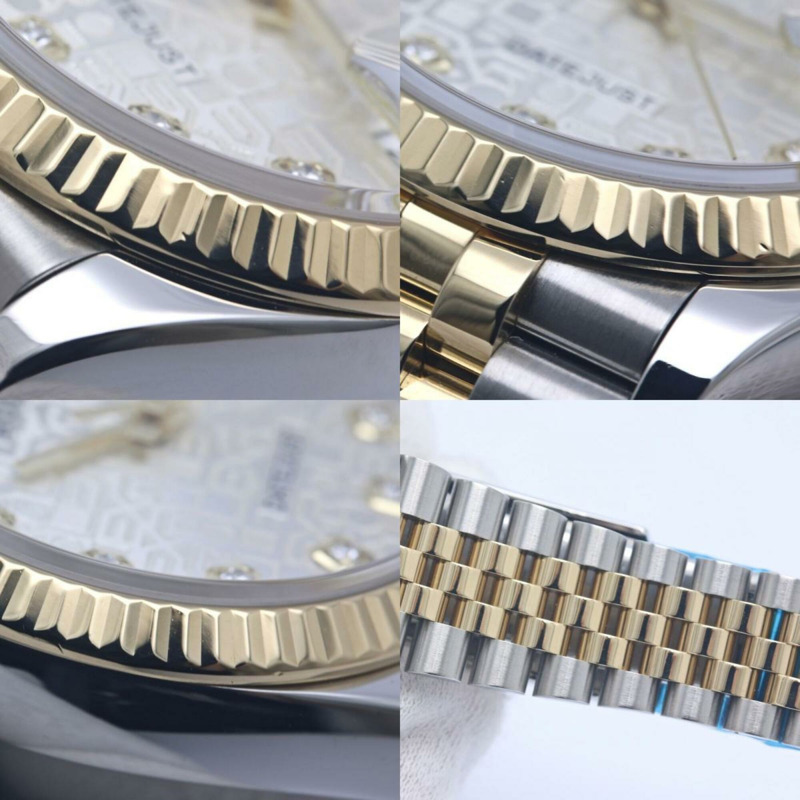 勞力士 Datejust 36 10P 鑲鑽銀質雕刻電腦腕錶 126233G 男士腕錶 18K黃金 x 不鏽鋼 40370-8
