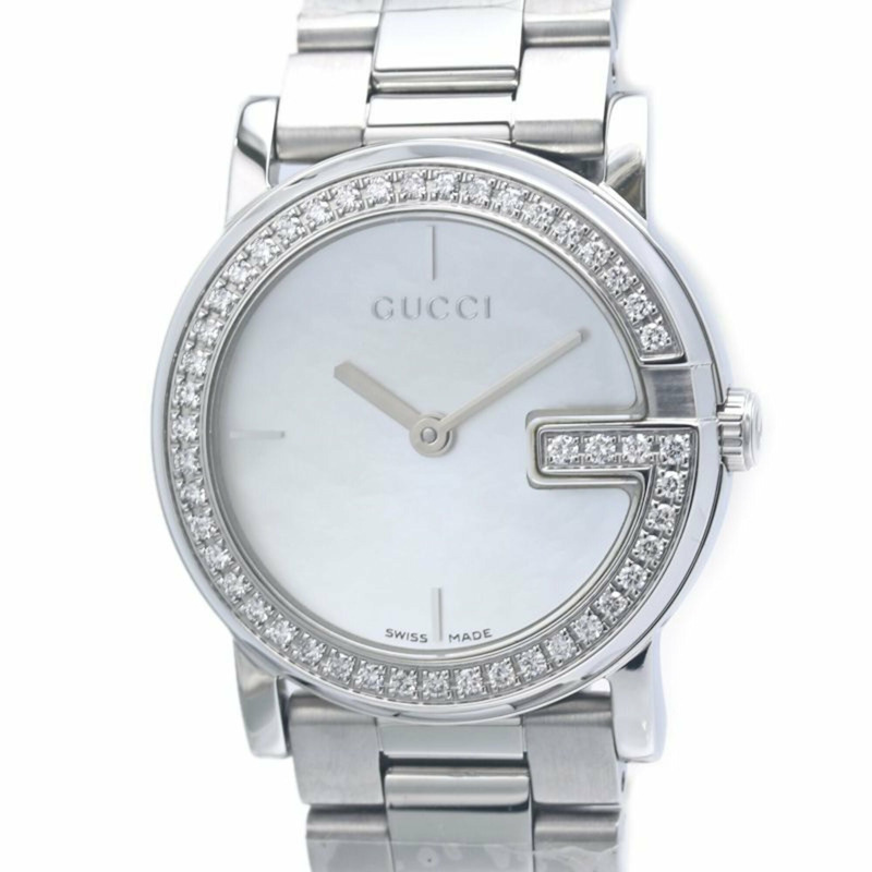 GUCCI G-Round 圓形錶圈鑲鑽腕錶 YA101510 101L 女士 SS 40361-0