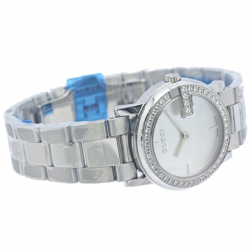 GUCCI G-Round 圓形錶圈鑲鑽腕錶 YA101510 101L 女士 SS 40361-4