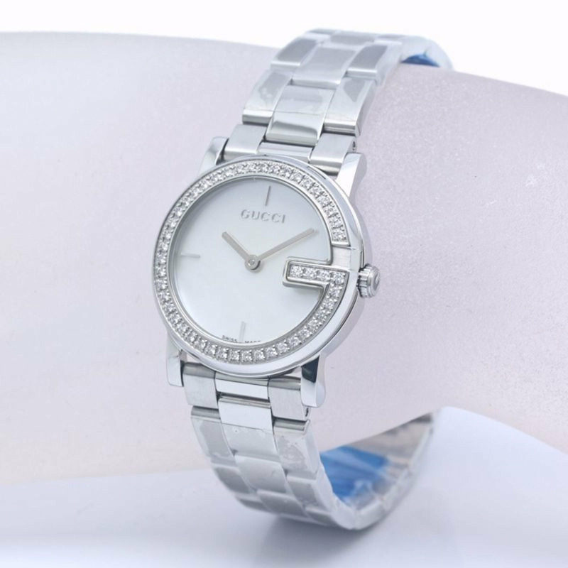 GUCCI G-Round 圓形錶圈鑲鑽腕錶 YA101510 101L 女士 SS 40361-6