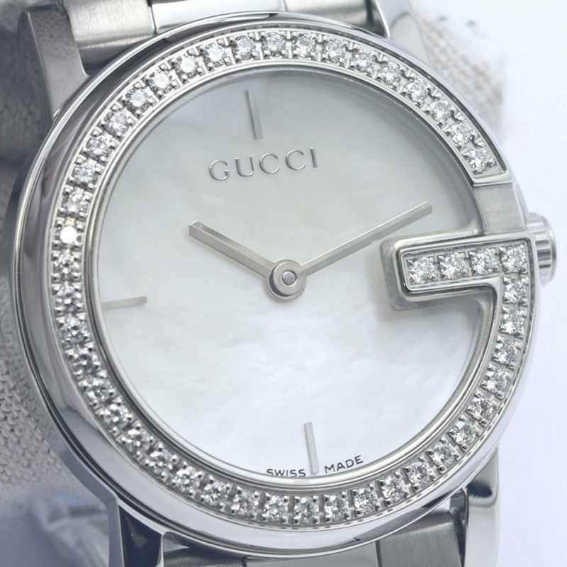GUCCI G-Round 圓形錶圈鑲鑽腕錶 YA101510 101L 女士 SS 40361-7