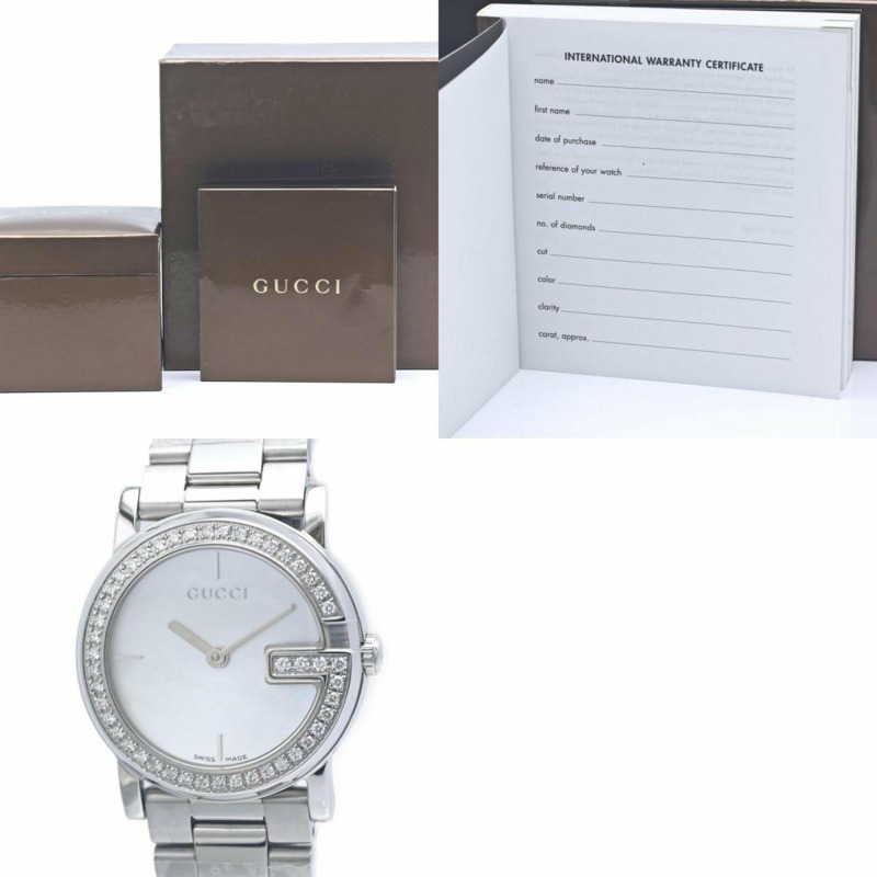 GUCCI G-Round 圓形錶圈鑲鑽腕錶 YA101510 101L 女士 SS 40361-10