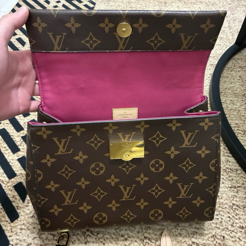 LV 老花克魯尼BB 純芯片款 經典老花配色 玫紅寬肩帶 內里乾淨 無任何磨損瑕疵-8