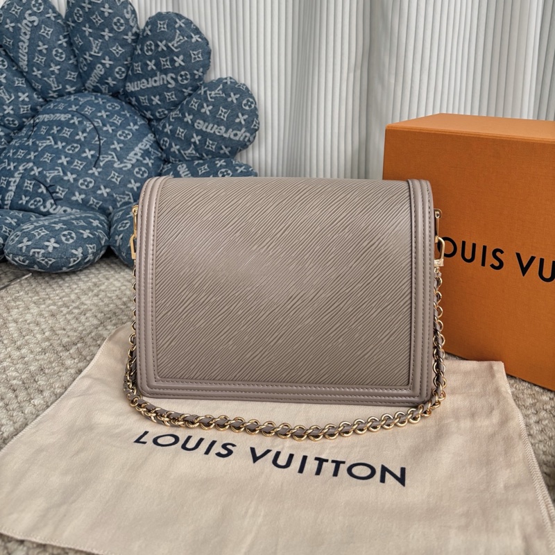 Louis Vuitton路易威登 大象灰水波紋牛皮單肩包 底長25。-8