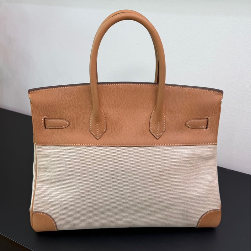 愛馬仕 Birkin35自然色拼帆布狀態如圖-12