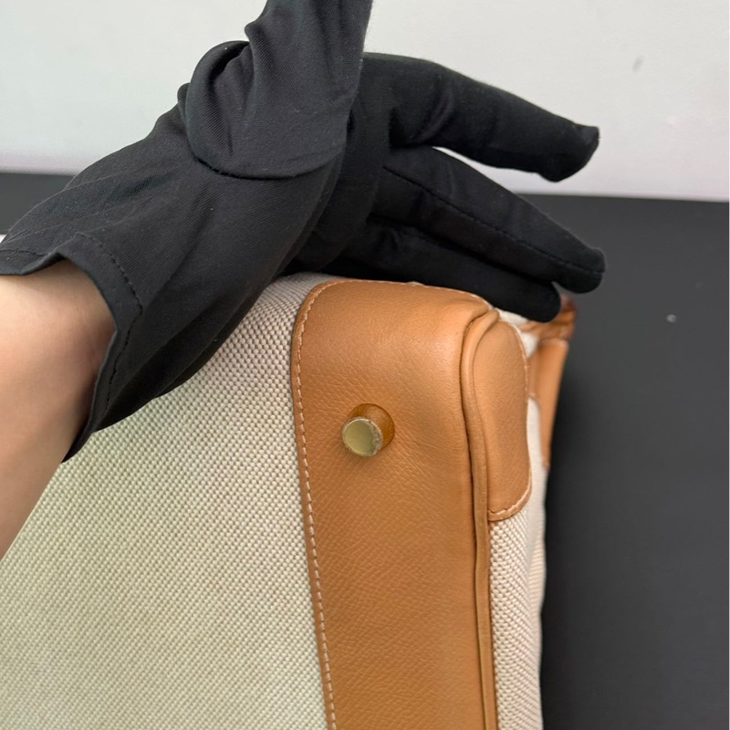 愛馬仕 Birkin35自然色拼帆布狀態如圖-15