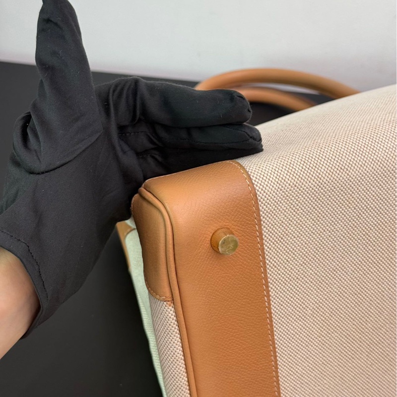 愛馬仕 Birkin35自然色拼帆布狀態如圖-16