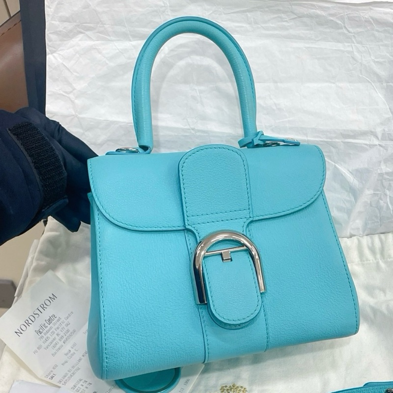 99新delvaux 德爾沃brilliant 蒂芙尼藍銀扣手提包單肩包斜挎包 銀扣 ❤️正品-1