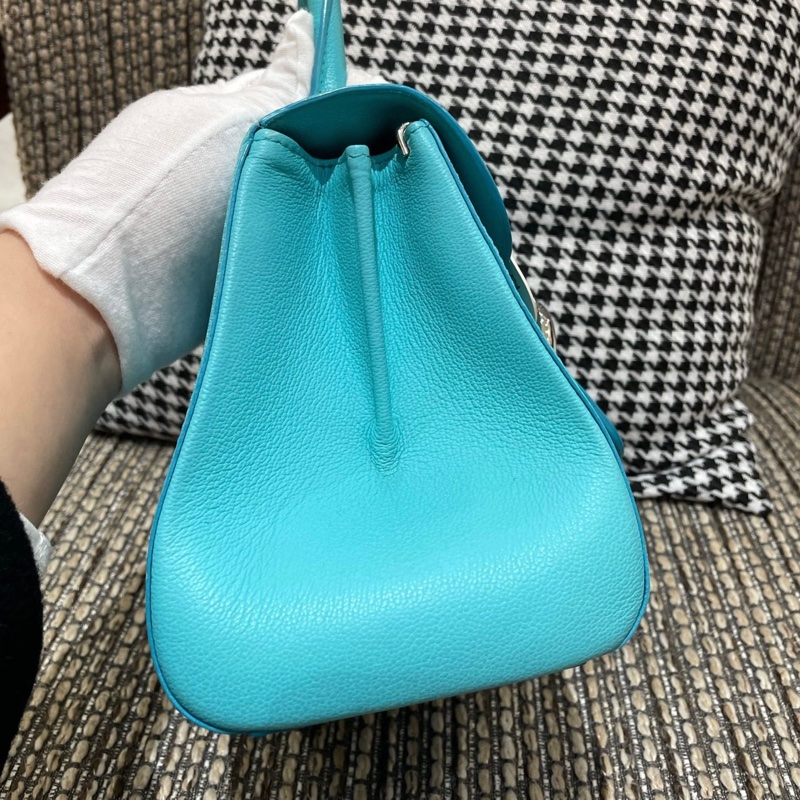 99新delvaux 德爾沃brilliant 蒂芙尼藍銀扣手提包單肩包斜挎包 銀扣 ❤️正品-2