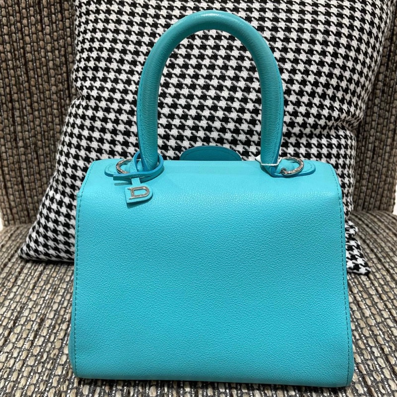 99新delvaux 德爾沃brilliant 蒂芙尼藍銀扣手提包單肩包斜挎包 銀扣 ❤️正品-4