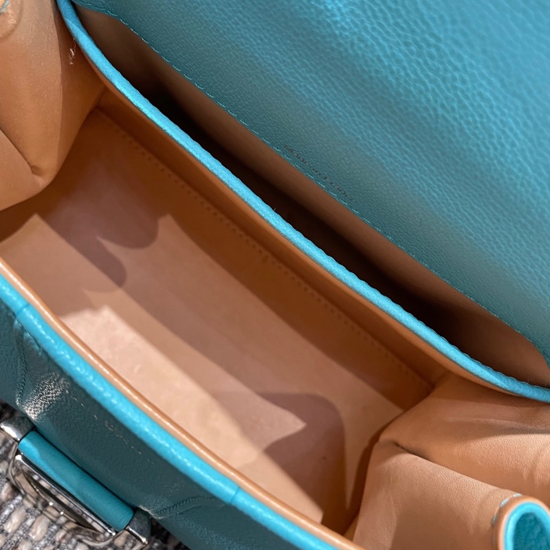 99新delvaux 德爾沃brilliant 蒂芙尼藍銀扣手提包單肩包斜挎包 銀扣 ❤️正品-6
