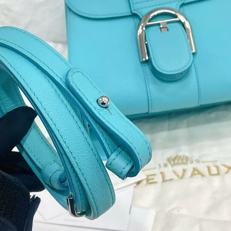 99新delvaux 德爾沃brilliant 蒂芙尼藍銀扣手提包單肩包斜挎包 銀扣 ❤️正品-8