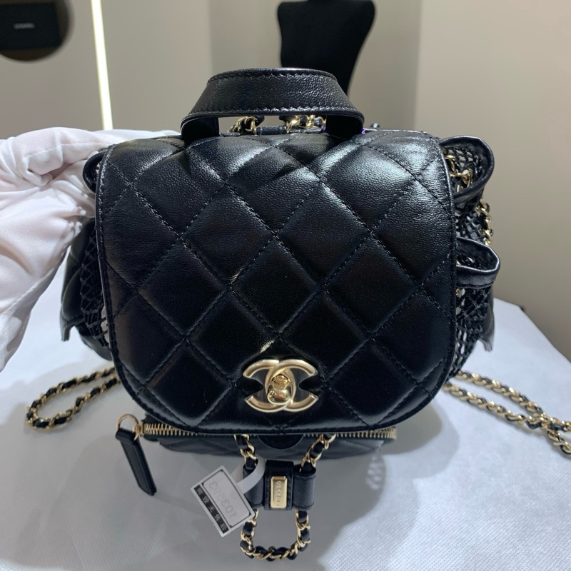 閒置新💛Chanel香奈兒 25s 網格雙肩包 黑金25年芯片 款❤️正品保障-1