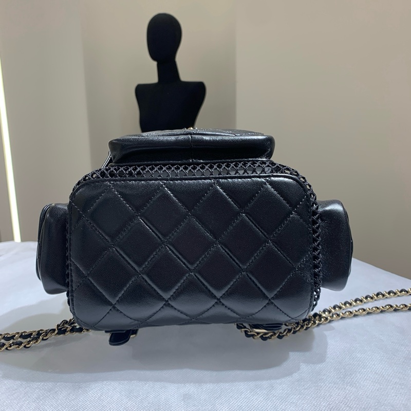 閒置新💛Chanel香奈兒 25s 網格雙肩包 黑金25年芯片 款❤️正品保障-7