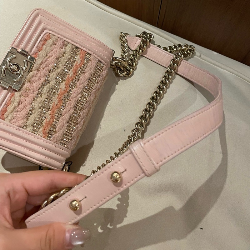 ✨Chanel香奈兒mini leboy 水鑽粉色包斜背包單肩包，銀扣❤️正品-2