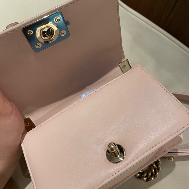 ✨Chanel香奈兒mini leboy 水鑽粉色包斜背包單肩包，銀扣❤️正品-3