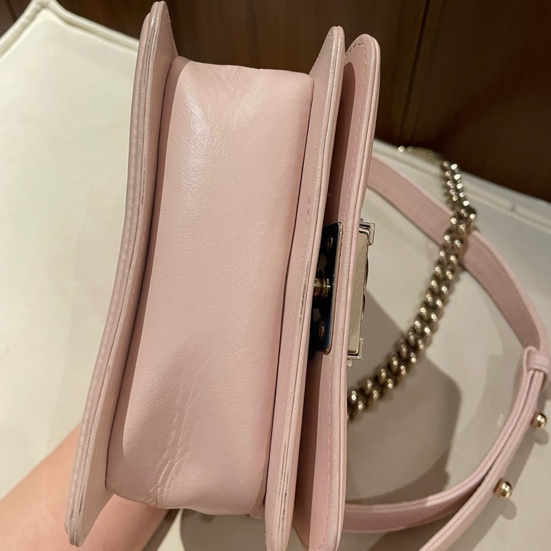 ✨Chanel香奈兒mini leboy 水鑽粉色包斜背包單肩包，銀扣❤️正品-5