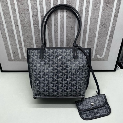 99新🆕GOYARD 戈雅Anjou 灰色塗層帆布老花托特單肩包 子袋💙正品保障