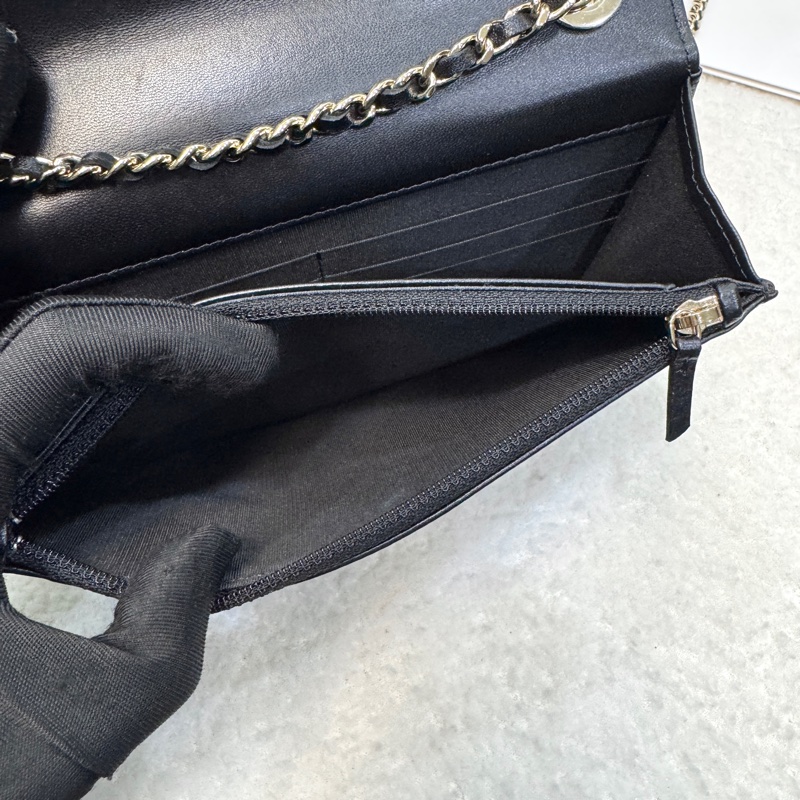香奈兒CHANEL黑色羊皮淡金釦Trendy CC WOC斜背發財包A80982-16