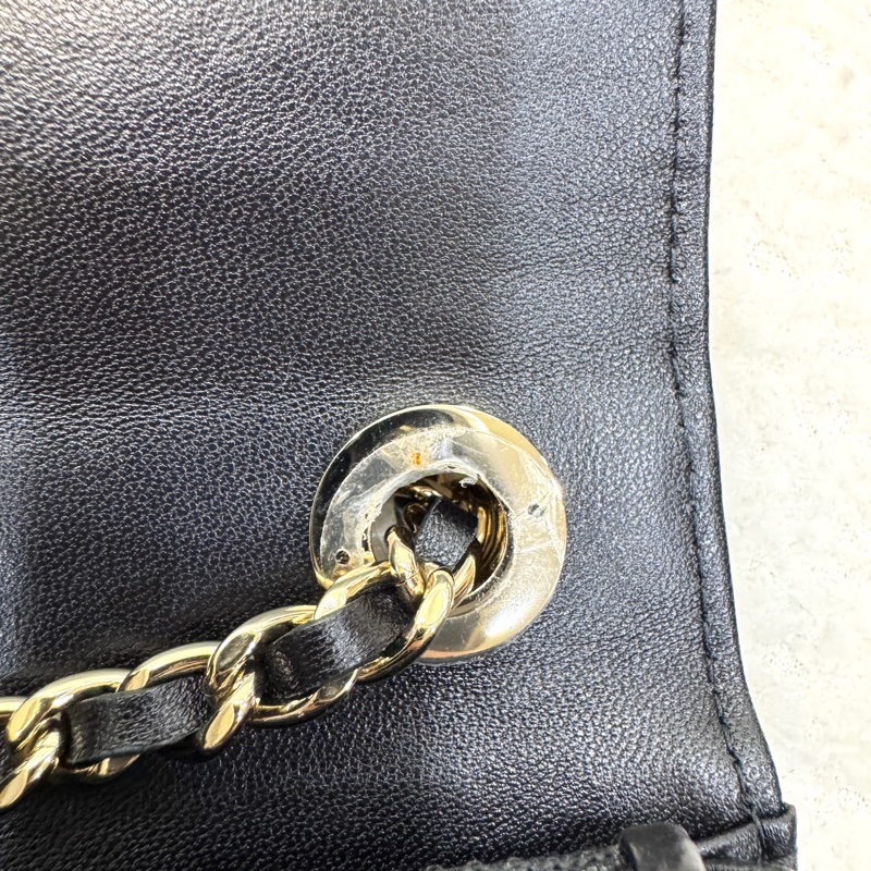 香奈兒CHANEL黑色羊皮淡金釦Trendy CC WOC斜背發財包A80982-25