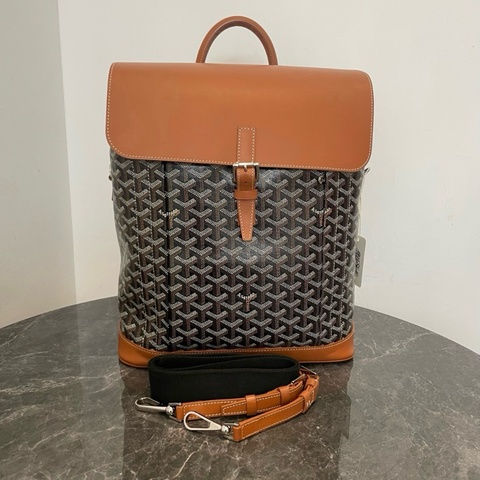 Goyard戈雅 Alpin mini 焦糖色 黑拼棕 雙肩包小書包 銀扣❤️正品