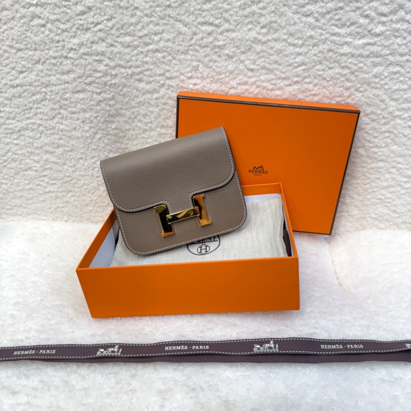 愛馬仕HERMES 18大象灰Evercolor皮Constance Slim Compact 腰包錢包H082214C-4
