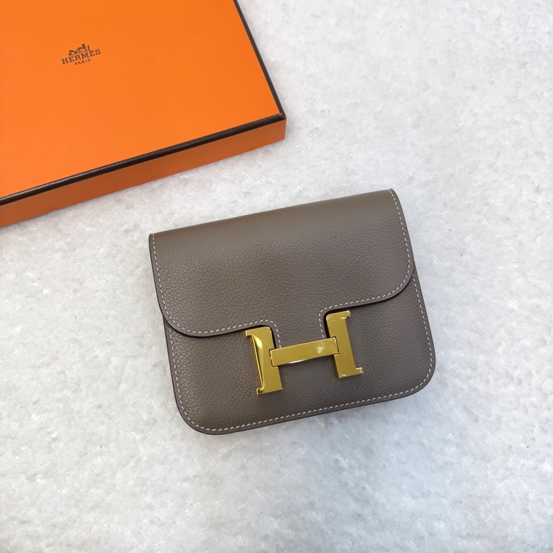 愛馬仕HERMES 18大象灰Evercolor皮Constance Slim Compact 腰包錢包H082214C-7
