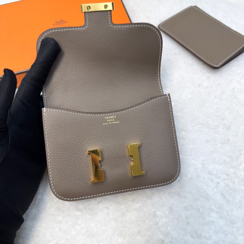 愛馬仕HERMES 18大象灰Evercolor皮Constance Slim Compact 腰包錢包H082214C-8