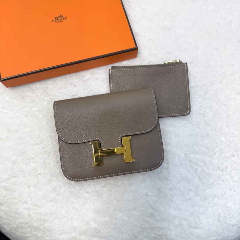 愛馬仕HERMES 18大象灰Evercolor皮Constance Slim Compact 腰包錢包H082214C-9