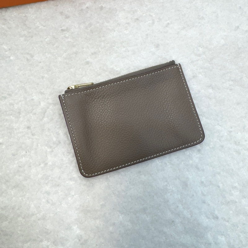 愛馬仕HERMES 18大象灰Evercolor皮Constance Slim Compact 腰包錢包H082214C-17
