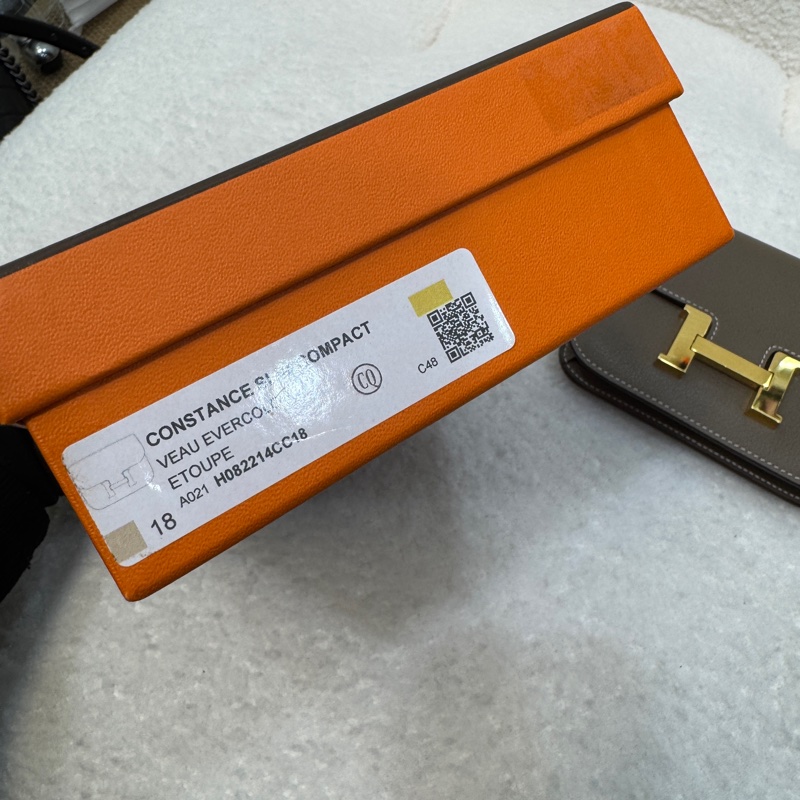 愛馬仕HERMES 18大象灰Evercolor皮Constance Slim Compact 腰包錢包H082214C-21
