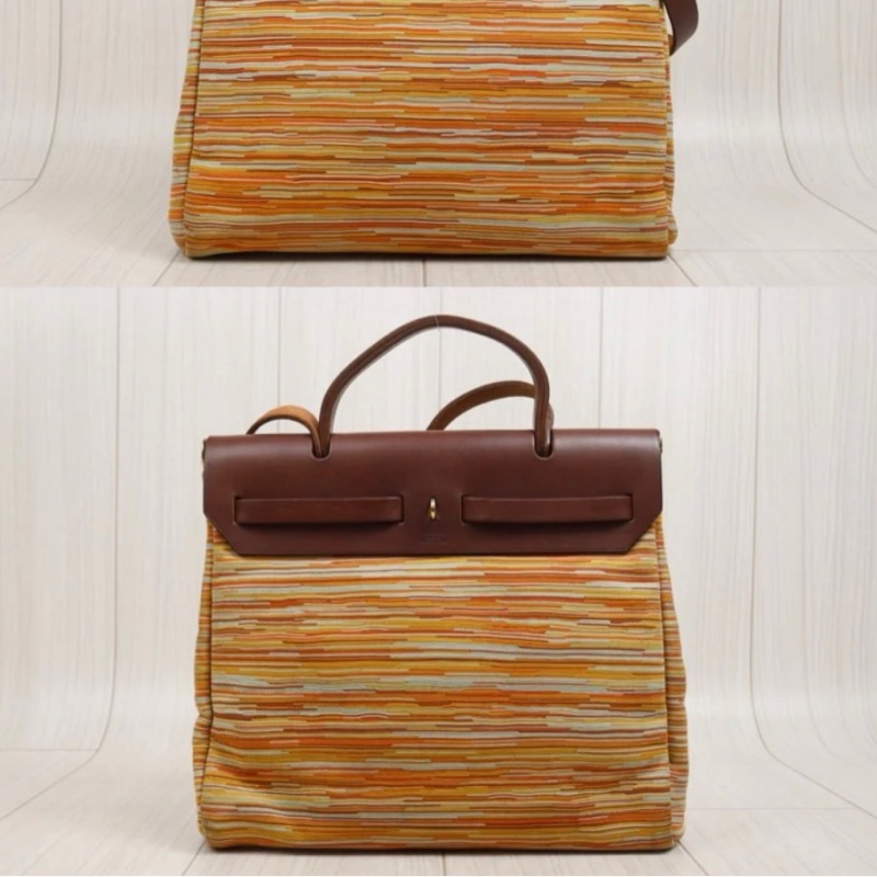 「JL精品代購」9新 愛馬仕Hermes 絕版羊切皮herbag 30 兩包可替換-3