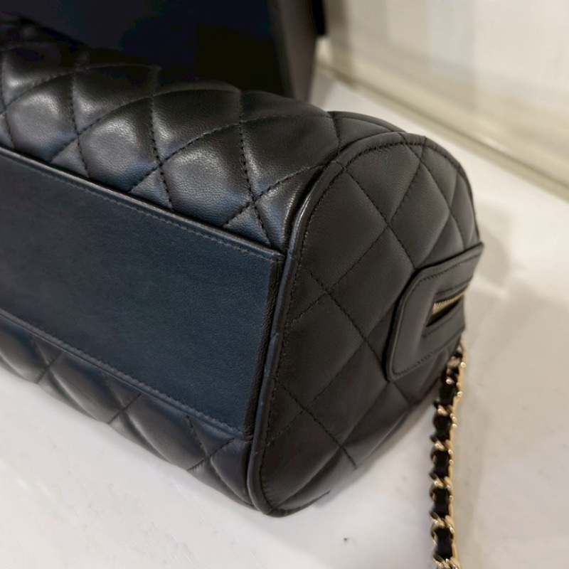 CHANEL香奈兒黑金25C波士頓保齡球手提斜挎包 閒置全配🈶購證-16